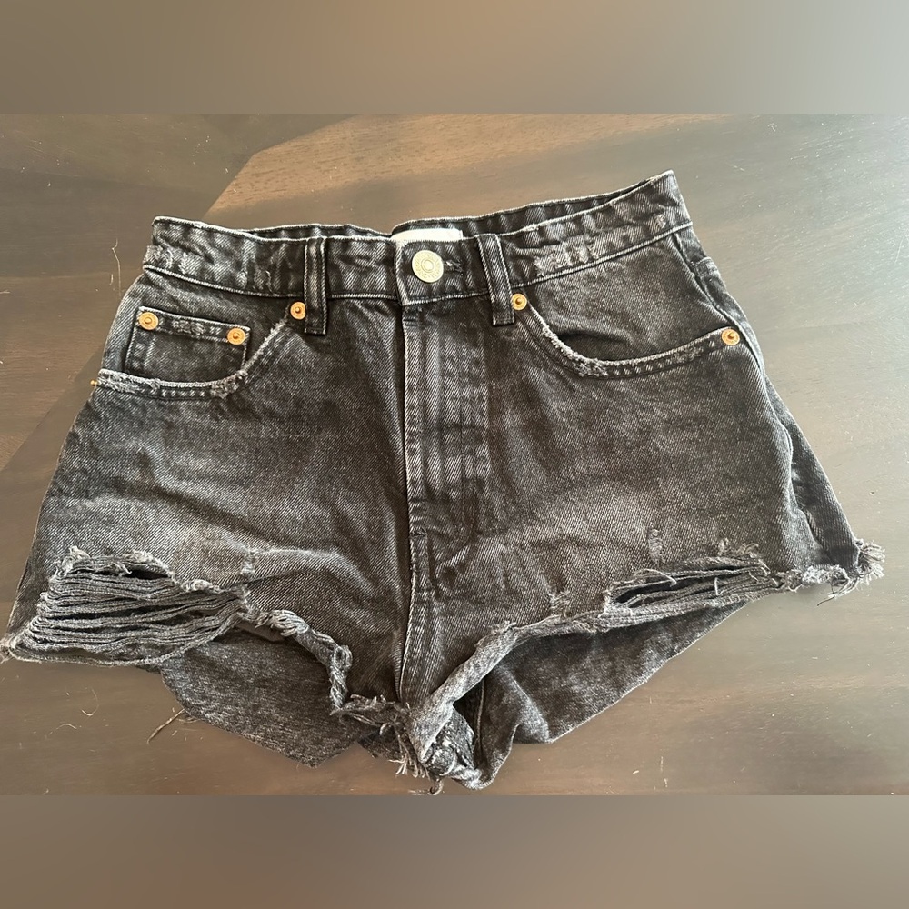 Zara Distressed Black Jean Short